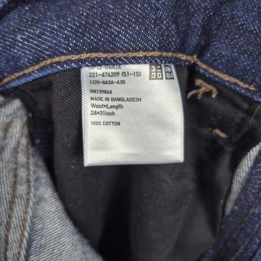 JW Anderson x Uniqlo Indigo Straight Leg Jeans 24x31 High Rise Dark Wash Denim - Picture 6 of 10